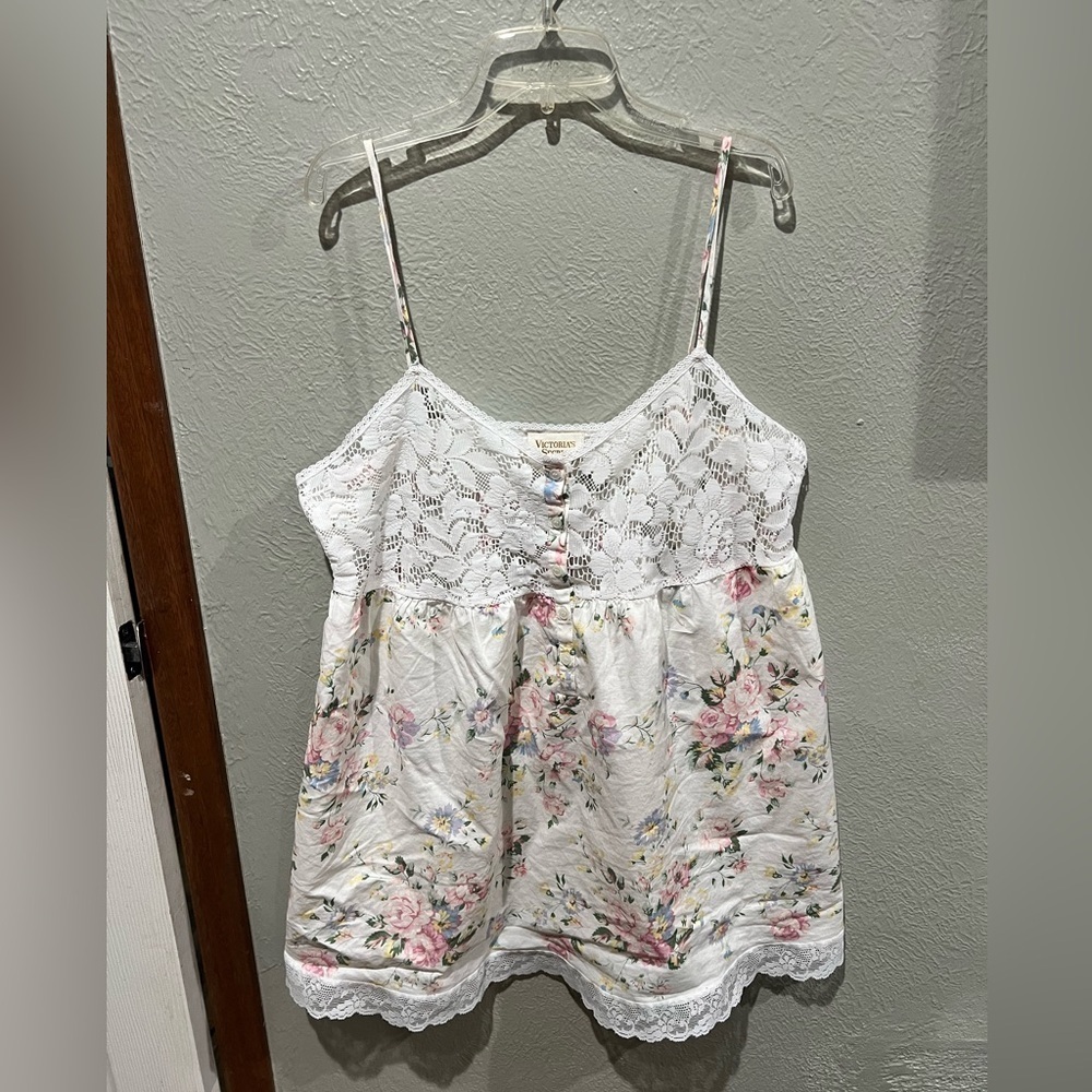 Victoria's Secret Romantic Cottage-core Chemise Lace Detail Vintage Size L EUC